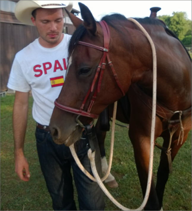 Peter Thos. Hansen riding on horseback in Fauquier County